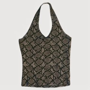 Snakeskin Print Halter Top